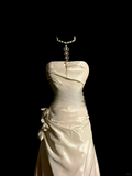 Pretty Wedding Dress Ball Gown Strapless Ivory Satin Vintage Wedding Dresses Bridal Gowns HZ1121