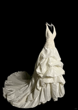Pretty Wedding Dress Ball Gown Halter Ivory Satin Ruffles Long Wedding Dresses Bridal Gowns HZ1121