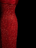 Elegant Glamour Mermaid Strapless Sequin Red Long Prom Dresses Party Dress Evening Dress HZ1121