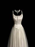 Pretty Wedding Dress Ball Gown Spaghetti Straps Ivory Tulle Long Wedding Dresses Bridal Gowns HZ1121
