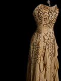 Elegant Glamour Mermaid Sweetheart Sequin Gold Chiffon Long Prom Dresses Party Dress Evening Dress HZ1121