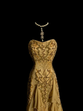 Elegant Glamour Mermaid Sweetheart Sequin Gold Chiffon Long Prom Dresses Party Dress Evening Dress HZ1121