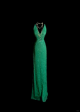 Vintage Mermaid V Neck Backless Green With Beads Long Prom Dresses Party Dress Evening Dress HZ1121
