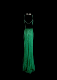 Vintage Mermaid V Neck Backless Green With Beads Long Prom Dresses Party Dress Evening Dress HZ1121