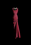 Vintage Mermaid Square Burgundy Taffeta Long Prom Dresses Evening Gowns Evening Dress HZ1121