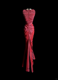 Vintage Mermaid Square Burgundy Taffeta Long Prom Dresses Evening Gowns Evening Dress HZ1121