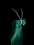 Vintage Mermaid Halter Green Satin Long Prom Dresses Ruffles Evening Gowns Evening Dress HZ1121