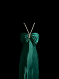 Vintage Mermaid Halter Green Satin Long Prom Dresses Ruffles Evening Gowns Evening Dress HZ1121