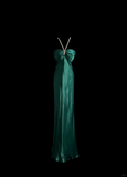 Vintage Mermaid Halter Green Satin Long Prom Dresses Ruffles Evening Gowns Evening Dress HZ1121