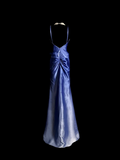 Vintage Mermaid Spaghetti Straps Satin Long Prom Dresses Ruffles Evening Gowns Evening Dress HZ1121