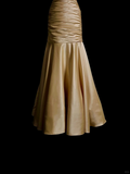 Vintage Mermaid Halter Sleeveless Satin Long Prom Dresses Ruffles Evening Gowns Evening Dress HZ1121