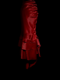 Vintage Mermaid Halter Sleeveless Red Satin Long Prom Dresses Ruffles Evening Gowns Evening Dress HZ1121