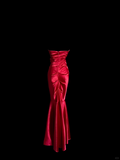 Vintage Mermaid Sweetheart Red Satin Long Prom Dresses Evening Gowns Evening Dress HZ1121