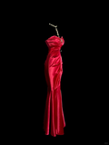 Vintage Mermaid Sweetheart Red Satin Long Prom Dresses Evening Gowns Evening Dress HZ1121