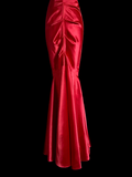 Vintage Mermaid Sweetheart Red Satin Long Prom Dresses Evening Gowns Evening Dress HZ1121