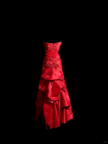 Vintage Mermaid Sweetheart Red Satin Long Prom Dresses Ruffles Evening Gowns Evening Dress HZ1121