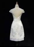 Modest Wedding Dress Sheath Scoop Neck Short Sleeves Summer Lace Wedding Dresses Bride Dress Bridal Gowns HZ1121