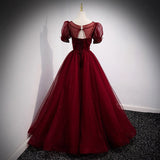 Elegant Ball Gown Spaghetti Straps Burgundy Long Prom Dresses Party Dress Summer 20th Birthday Outfits 18th Birthday Dresses For Teens HZ1121
