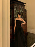 Sexy A Line Strapless Black Sleeveless Prom Dresses Party Dress Summer Birthday Outfits 18th Birthday Dresses HZ1121