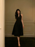 Sexy A Line Halter Black Sleeveless Prom Dresses Party Dress Summer Birthday Outfits Birthday Dresses HZ1121