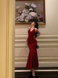 Sexy Mermaid Halter Red Sequin Sleeveless Prom Dresses Party Dress Summer Birthday Outfits 20th Birthday Dresses HZ1121