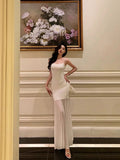 Sexy Mermaid Spaghetti Straps White Sleeveless Prom Dresses Party Dress Summer Birthday Outfits 20th Birthday Dresses HZ1121