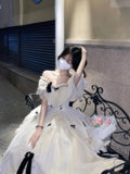Vintage Ball Gown Off The Shoulder Short Sleeves 16th Tulle Birthday Dress Lolita Dress Birthday Outfits HZ1121
