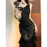 Vintage Mermaid Sweetheart Black Lace Summer 18th Birthday Dress Lolita Dress Birthday Outfits HZ1121
