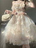 Vintage Ball Gown Off The Shoulder Lace Summer Long Holiday Dresses 16th Birthday Dress Lolita Dress Flowers Birthday Outfits HZ1121
