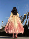 Vintage Ball Gown Off The Shoulder Short Sleeves 16th Ombre Pink Birthday Dresses Lolita Dress Birthday Outfits HZ1121
