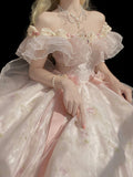 Vintage Ball Gown Off The Shoulder Short Pink Summer 18th Birthday Dress Lolita Dress Mini 18th Birthday Outfits Short Lolita Outfit HZ1121