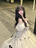 Vintage Ball Gown Off The Shoulder White Chiffon Summer 18th Birthday Dress Lolita Dress Birthday Outfits HZ1121