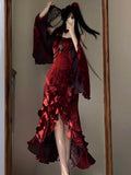 Cute High Low Burgundy Summer 18th Wine Red With Sleeves Birthday Dress Lolita Dress Birthday Outfits HZ1121