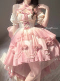 Vintage Ball Gown Halter Short Sleeves 16th Ombre Pink Birthday Dress Lolita Dress Birthday Outfits HZ1121