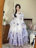 Vintage Ball Gown Off The Shoulder Short Sleeves 16th Lilac Birthday Dress Lolita Summer Dress 18th Birthday Outfits HZ1121
