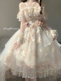 Vintage Ball Gown Off The Shoulder Lace Summer Long Holiday Dresses 16th Birthday Dress Lolita Dress Flowers Birthday Outfits HZ1121