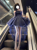Vintage Ball Gown Spaghetti Straps Navy Blue Tulle 22th Birthday Dress Lolita Dress Lolita Outfits HZ1121