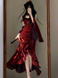 Cute High Low Burgundy Summer 18th Wine Red With Sleeves Birthday Dress Lolita Dress Birthday Outfits HZ1121