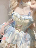 Vintage Ball Gown Halter Lace Short Mini Summer 18th Birthday Dress Lolita Dress Birthday Outfits HZ1121