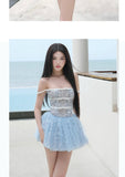 Cute A line Strapless Blue Lace Party Dresses Short Formal Homecoming Dresses Night Chic Elegant Short Dresses Cocktail Dress 16th Birthday Outfits Hoco Dresses HZ1121
