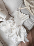 Simple A line Spaghetti Straps White Short Satin Formal Homecoming Dresses Party Graduation Dress Hoco Dresses HZ1121
