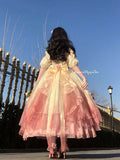 Vintage Ball Gown Off The Shoulder Short Sleeves 16th Ombre Pink Birthday Dresses Lolita Dress Birthday Outfits HZ1121