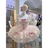 Sweet Ball Gown Square Neck Pink Lace Short 16th Birthday Dress Lolita Dress Birthday Outfits HZ1121