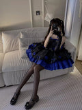 Retro Ball Gown Strapless Short Royal Blue Mini Floral 16th Birthday Dress Lolita Dress 18th Birthday Outfits HZ1121