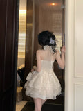 Pretty Ball Gown Halter Ivory Lace Short Mini Formal 8th Grade Homecoming Dresses Summer Middle School Hoco Dress Homecoming Outfits HZ1121