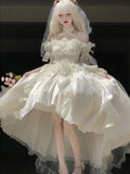 Princess Ball Gown Off The Shoulder Short Sleeves Ivory Floral 16th Chiffon Birthday Dress Lolita Dress 18th Birthday Outfits HZ1121