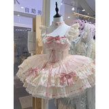 Sweet Ball Gown Square Neck Pink Lace Short 16th Birthday Dress Lolita Dress Birthday Outfits HZ1121