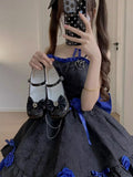 Retro Ball Gown Strapless Short Royal Blue Mini Floral 16th Birthday Dress Lolita Dress 18th Birthday Outfits HZ1121