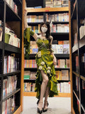 Vintage High Low Spaghetti Straps Green 16th Birthday Dress Lolita Dress Birthday Outfits HZ1121