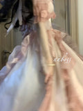 Princess Ball Gown Off The Shoulder Short Sleeves Ombre Pink Floral 16th Chiffon Birthday Dress Lolita Dress 18th Birthday Outfits HZ1121